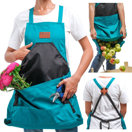 🎁 Hot Sale 50% OFF 🔥Cross Back Gardening Apron With Deep Kangaroo Release Pockets