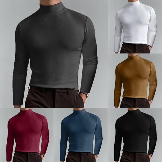 📢📢57%OFF!!!⏰Mens High Neck Slim Fit Long Sleeve T-shirt