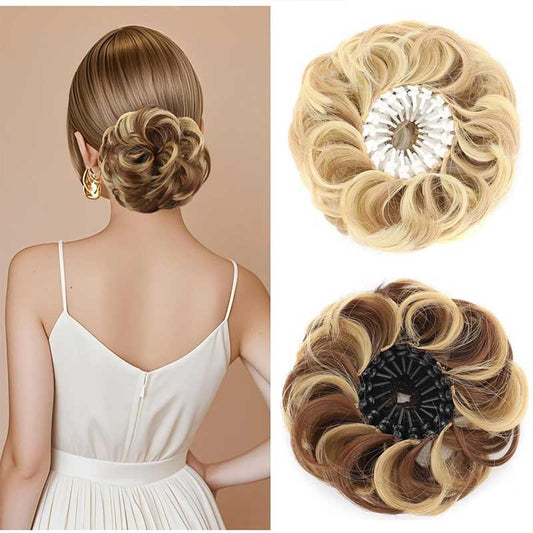 🔥Objemná syntetická paruka s drdolem a nastavitelnou sponou