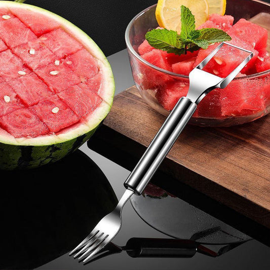🔥Mega Summer Clearance🔥🍉2 in 1 Stainless Steel Fruit Cutter Fork Slicer
