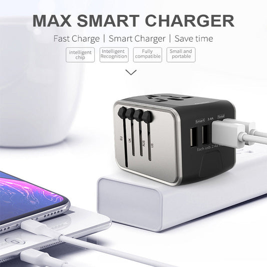 Universal Travel Adapter 100V-220V Smart Voltage Converter🔌 "World plugs? Ours fits tighter than a London hug at a tube crush!" 🌍✈️