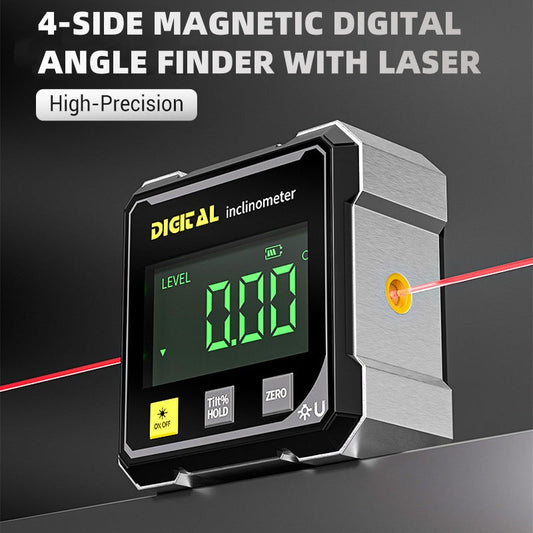 4-Side Magnetic Digital Angle Finder with Laser