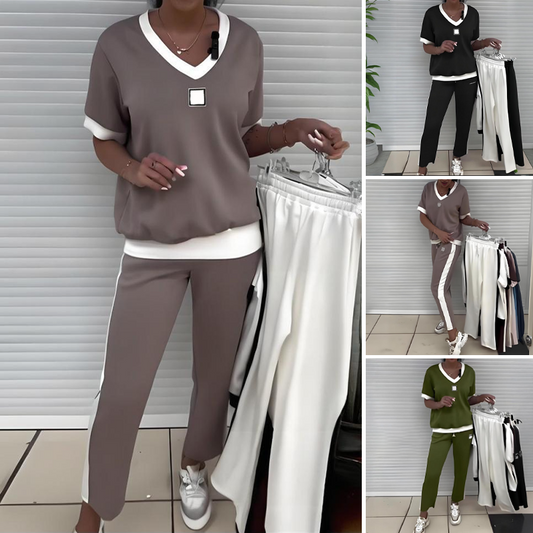💜LAST DAY PROMOTION - 58%OFF💜Women's Casual V-Neck Top and Pants Set