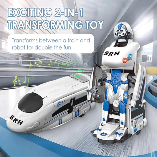 📢📢52%OFF!!!✨🎁The finest gift-Rechargeable Transforming Train Robot Toy