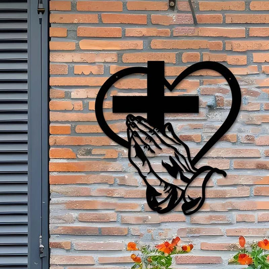 Elegant Christian Heart & Cross Wall Art