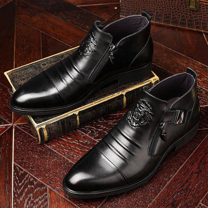 📢📢70 %  OFF & FREE SHIPPING❗Men's Leather Ankle Boots with Double Side Zipper and Pointed Toe