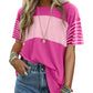 💕Limited Sale 50% OFF💕Women's Casual Round Neck Striped Color Clash Short Sleeve Top
