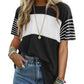 💕Limited Sale 50% OFF💕Women's Casual Round Neck Striped Color Clash Short Sleeve Top