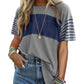 💕Limited Sale 50% OFF💕Women's Casual Round Neck Striped Color Clash Short Sleeve Top