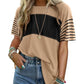 💕Limited Sale 50% OFF💕Women's Casual Round Neck Striped Color Clash Short Sleeve Top