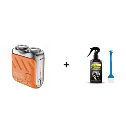 💥Autumn Promotion Bundles🔥Portable Rotary Dual Ring Electric Shaver + Razor Cleaning Liquid
