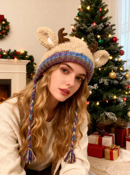 🎁🎄Christmas Sale 60% OFF! 🦌Original design Festive Christmas Antler Hat🧶