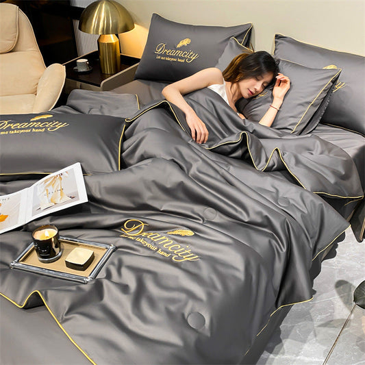 High-grade comfortable skin-friendly ice silk quilt Set