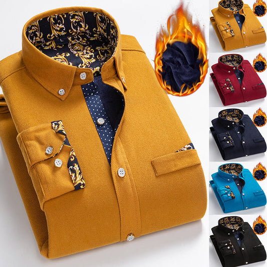Hot Sale - 55% OFF💥Men's High Quality Corduroy Warm Winter Shirt Thick Fleece