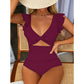 📢📢50% OFF !!!⏰ Sexy Ruffled One-Piece Swimsuit – Ruffle Detail, Tummy Control & Vibrant Colors 🌊