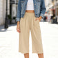 📢📢30% OFF !! ⏰Women's High Waisted Wide Leg Linen Elastic Smock Waist Capri Pants
