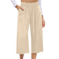 📢📢30% OFF !! ⏰Women's High Waisted Wide Leg Linen Elastic Smock Waist Capri Pants