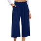 📢📢30% OFF !! ⏰Women's High Waisted Wide Leg Linen Elastic Smock Waist Capri Pants