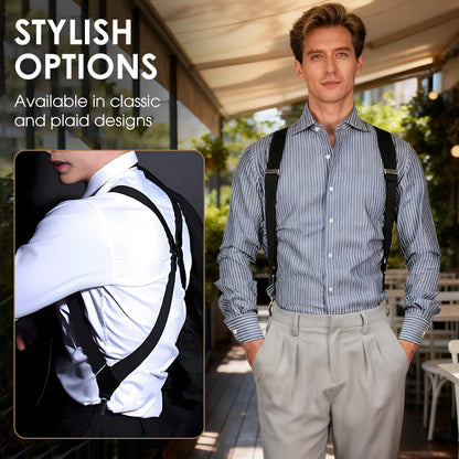 📢📢50% OFF !! ⏰ Men's X-Back Suspenders – Hook Clips, Adjustable & Heavy-Duty | Sturdy Hold for Work & Formal Wear