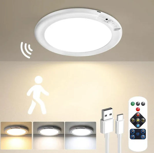 💥Big Sale-50% Off💡Rechargeable Motion Sensor Ceiling Light with Remote - Magnetic Wireless Ceiling Light Battery Powered