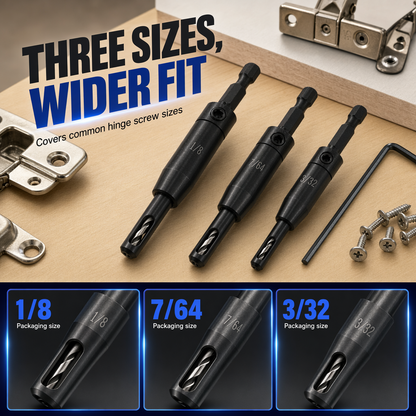 📢📢50% OFF !! ⏰Self-Centering Hinge Drill Bit Set