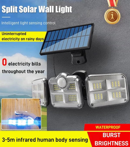 🎁Hot Sale 50% OFF🔥Solar Outdoor Lights 138LED Security Lights,3 Heads Dimmable SpotLights with 3 Modes,IP65 Waterproof