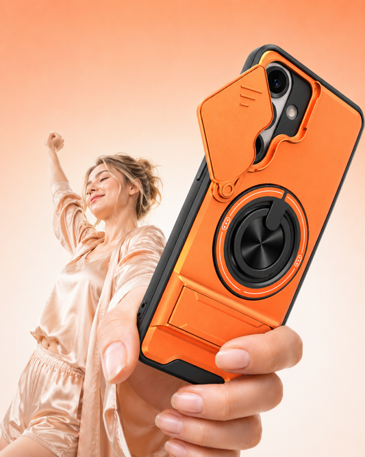 📢📢40% OFF !! ⏰ Samsung Phone Case – Sliding Camera Cover, Rotatable Ring, Magnetic Mount 🔄