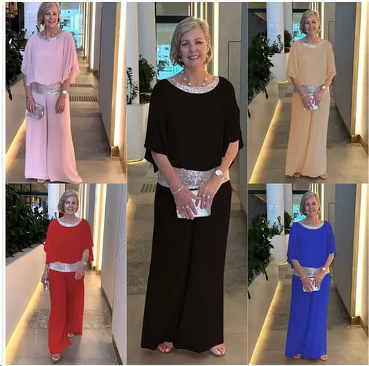 📢📢50%  OFF !! ⏰Chic & Elegant Sequin Color Block Set
