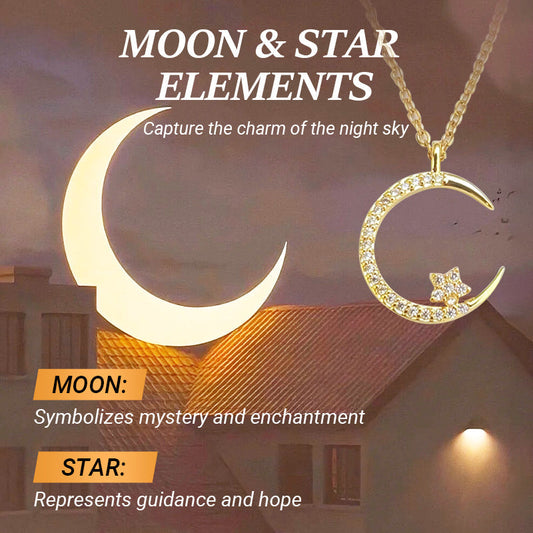 📢📢50 %  OFF !! ⏰Bright Night: Moon Star Necklace🌙✨