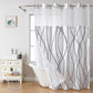 Grey No Hook Shower Curtain with Snap in Liner