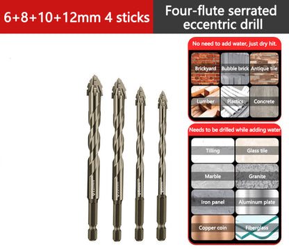 📢📢 71 %  OFF !! ✨High-Strength 4-Flute Serrated Eccentric Drill Bit Kit