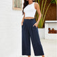 📢📢30% OFF !! ⏰Women's High Waisted Wide Leg Linen Elastic Smock Waist Capri Pants