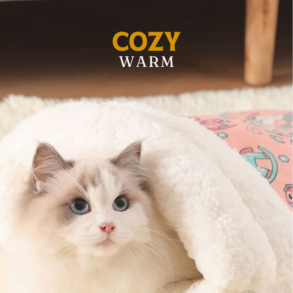 📢📢50%  OFF !! ⏰Plush Cave-Style Semi-Enclosed Cat Sleeping Bag Pet Bed | Soft Plush Lining, Washable and Easy to Care🧺