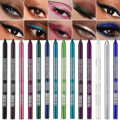 📢📢30% OFF !! ⏰Sparkling Gel Eyeliner Collection – 14 waterproof, pearl & metallic shades to play with. One-stroke intensity, all-day wear. 🌈💫