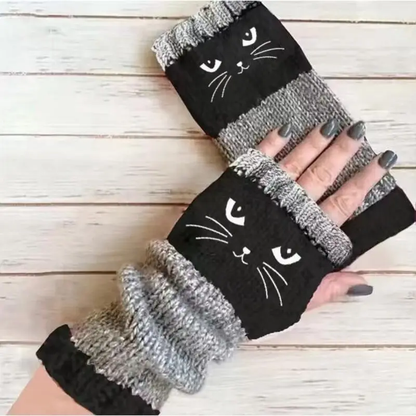 🐱Cute Women’s Knitted Cat Gloves — For Warm Hands & Free Fingers🧶