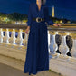 New Fashion V-neck Long Sleeve Shirt with Elegant Waist Slimming and Wide-leg Sequins