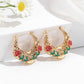 📢📢40% OFF !! ⏰ Gold-Plated Crescent Hoop Earrings with Enamel Flowers