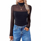 📢📢60 % OFF !!🎅Women's Sparkle Mesh Sheer Long Sleeve Ruched Top