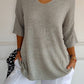 📢📢50% OFF !!!⏰Solid Color Knitted V-neck Top