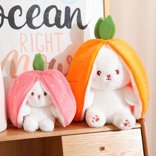 📢📢50% OFF !!!⏰Nice Gift🍓Strawberry Bunny Transformed into Little Rabbit🎀 Fruit Doll Plush Toy🐰