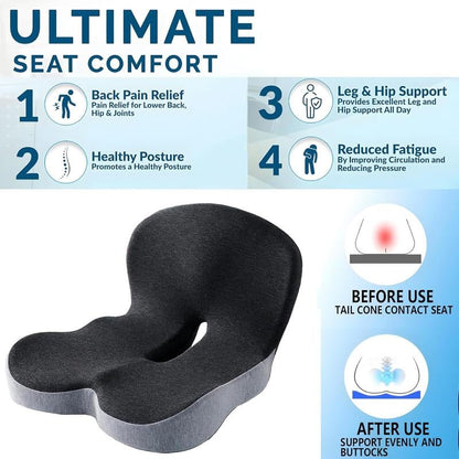 💺 60% OFF NOW! 💎 Non-Slip Memory Foam Seat Cushion – Sciatica Relief, Breathable Mesh & Universal Fit 🪑