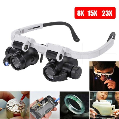 📢📢50% OFF !!!⏰👓8X 15x 23x Head Wearing Magnifying Glass with LED Light Headband