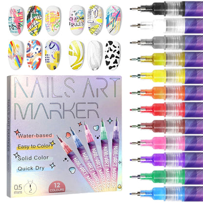 📢📢50   % OFF !!✨12 Colors Nail Art Pens Set🎨💅