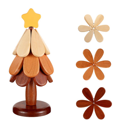📢📢40%  OFF !! ⏰  Natural Wooden Tree Trivets for Hot Dishes – Festive, Foldable, Durable ✨