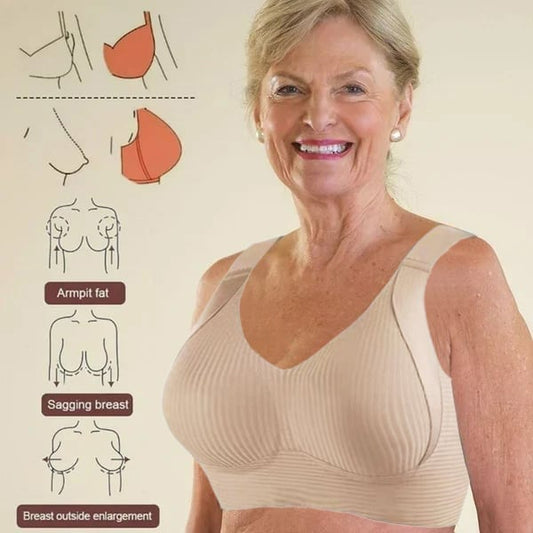 🎁2026 HOT SALE!🎁Huge discount 🔥 💕 Subtle Striped Seamless Bra with W-Support – Comfort & Style!
