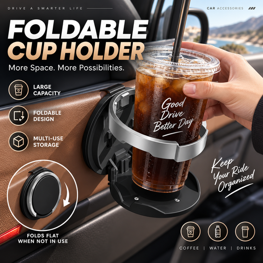 📢📢40% OFF !! ⏰Multifunctional Foldable Car Door Cup Holder Large Diameter Drink and Water Bottle Storage Rack
