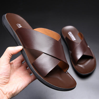 📢📢40% OFF !! ⏰ NEW MEN'S BEACH SANDALS IN GENUINE LEATHER™👞🌞