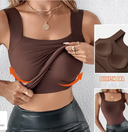 📢📢50%  OFF !! ⏰Women’s U-Neck Thermal Tank with Built-In Bra – Warm, Supportive & Braless Comfort ❄️❤️