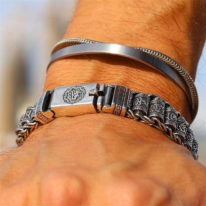📢📢50% OFF !!!⏰Tibetan Prayer Wheel Bracelet – 925 Sterling Silver, Lucky Charm & Valentine's Day Gift