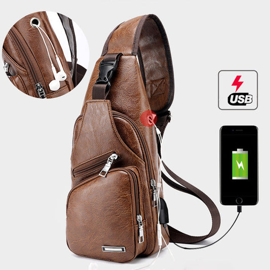 📢📢40% OFF !! ⏰Men's Multifunctional High Quality Leather Chest Bag